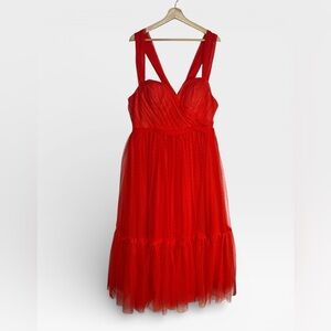 Red Tulle Vintage Inspired Dress Large
